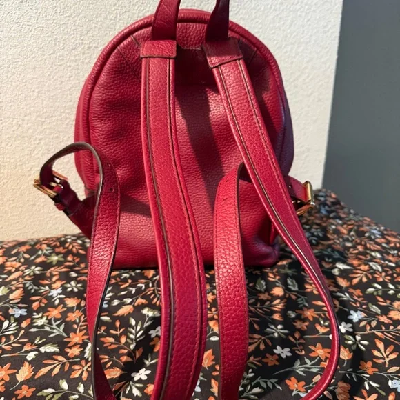 Michael Kors Red Leather Mini Backpack Handbag EUC - Picture 4 of 13